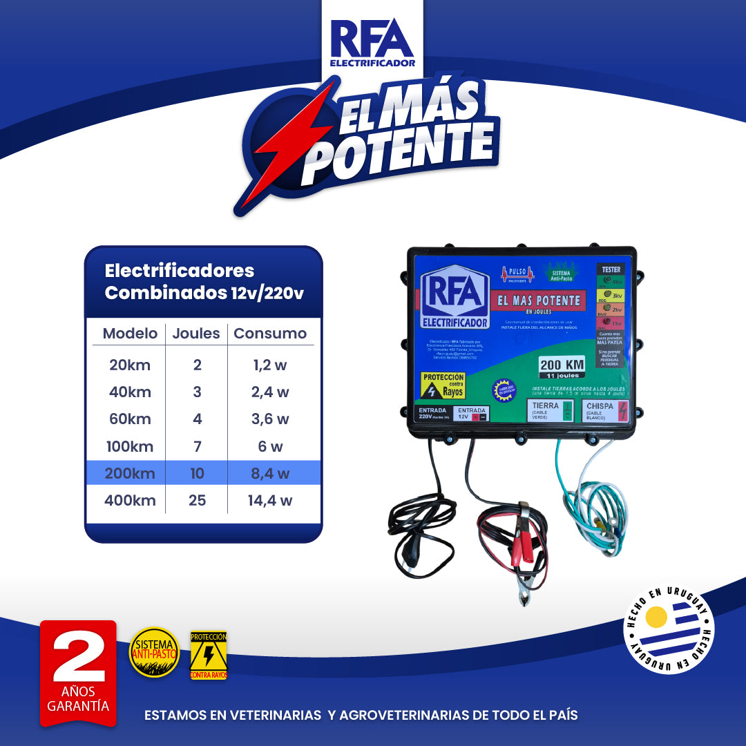 Electrificador RFA - 12V/220V - 200KM