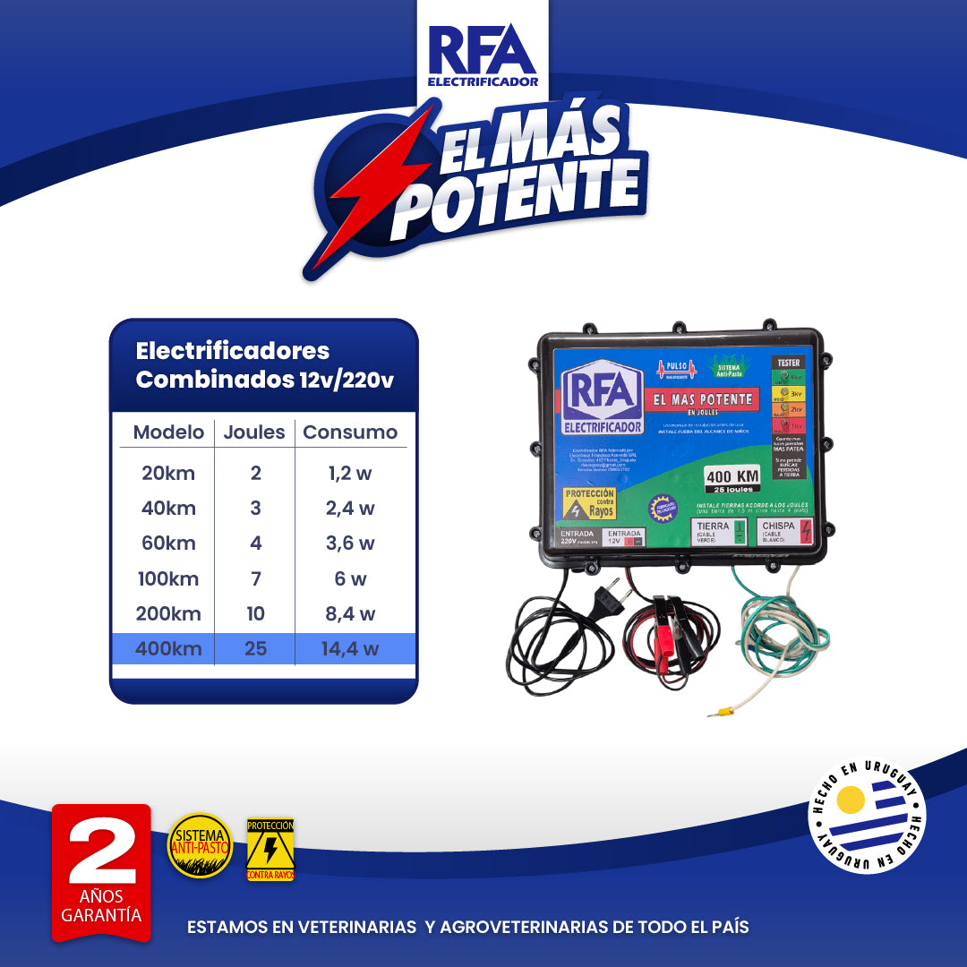 Electrificador RFA - 12V/220V - 400KM
